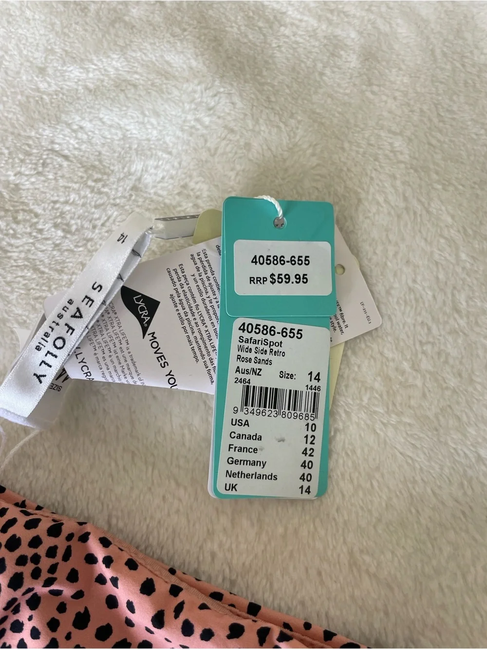 Seafolly Safari Spot Wide Side Retro Bikini Bottoms in Rose Sands